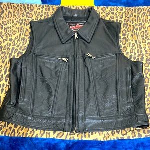 Biker Vest black leather Ladies XL
